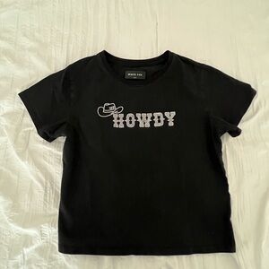 White Fox “Howdy” Black Crop Top